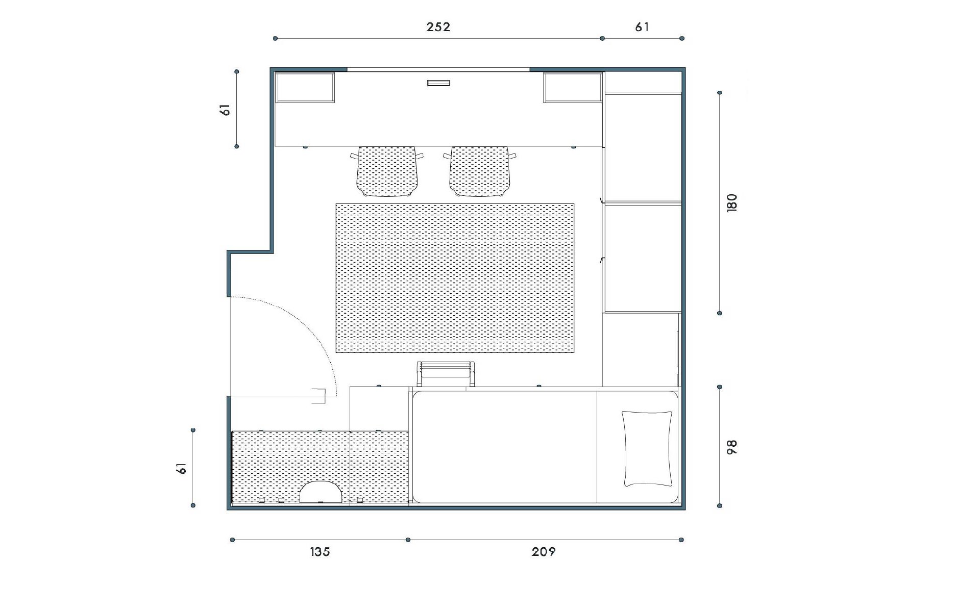 bovenaanzicht van teken gebied kamer 6 100